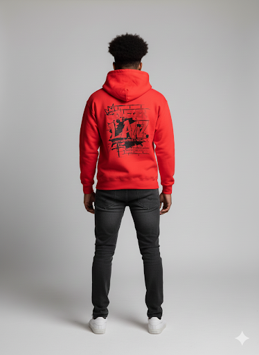 Red hoodie alternate view